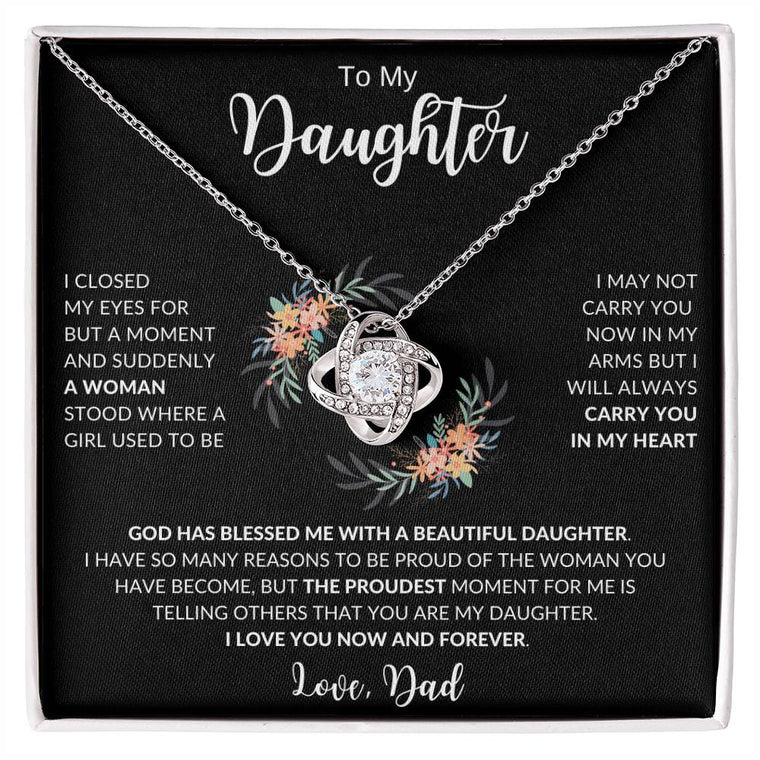 To My Daughter Love Knot Blessed Necklace