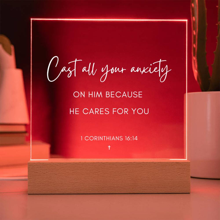 Cast all your anxiety Scripture LED Plaque