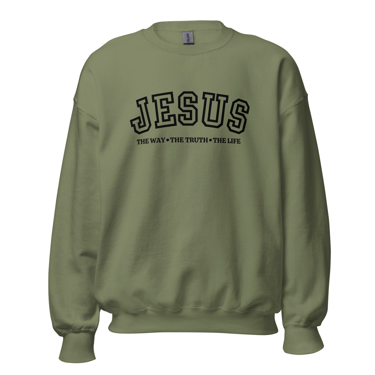 Jesus The Way Unisex Military Green Sweatshirt Black text | MAD Apparel
