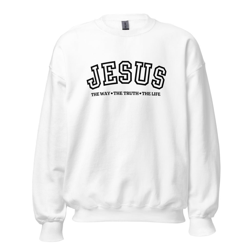 Jesus The Way Unisex  White Sweatshirt Black text | MAD Apparel