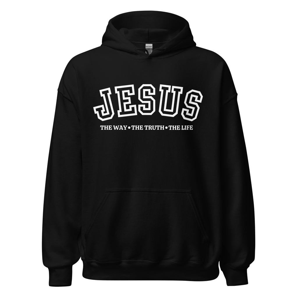 Jesus The Way Black Hoodie White Text | MAD Apparel