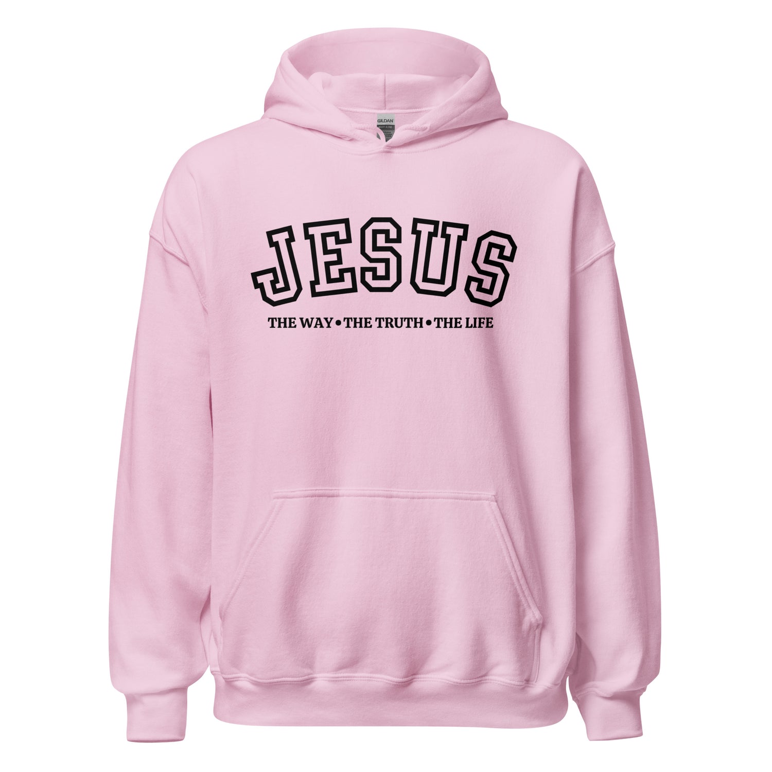 Jesus The Way Pink Hoodie Black Text | MAD Apparel