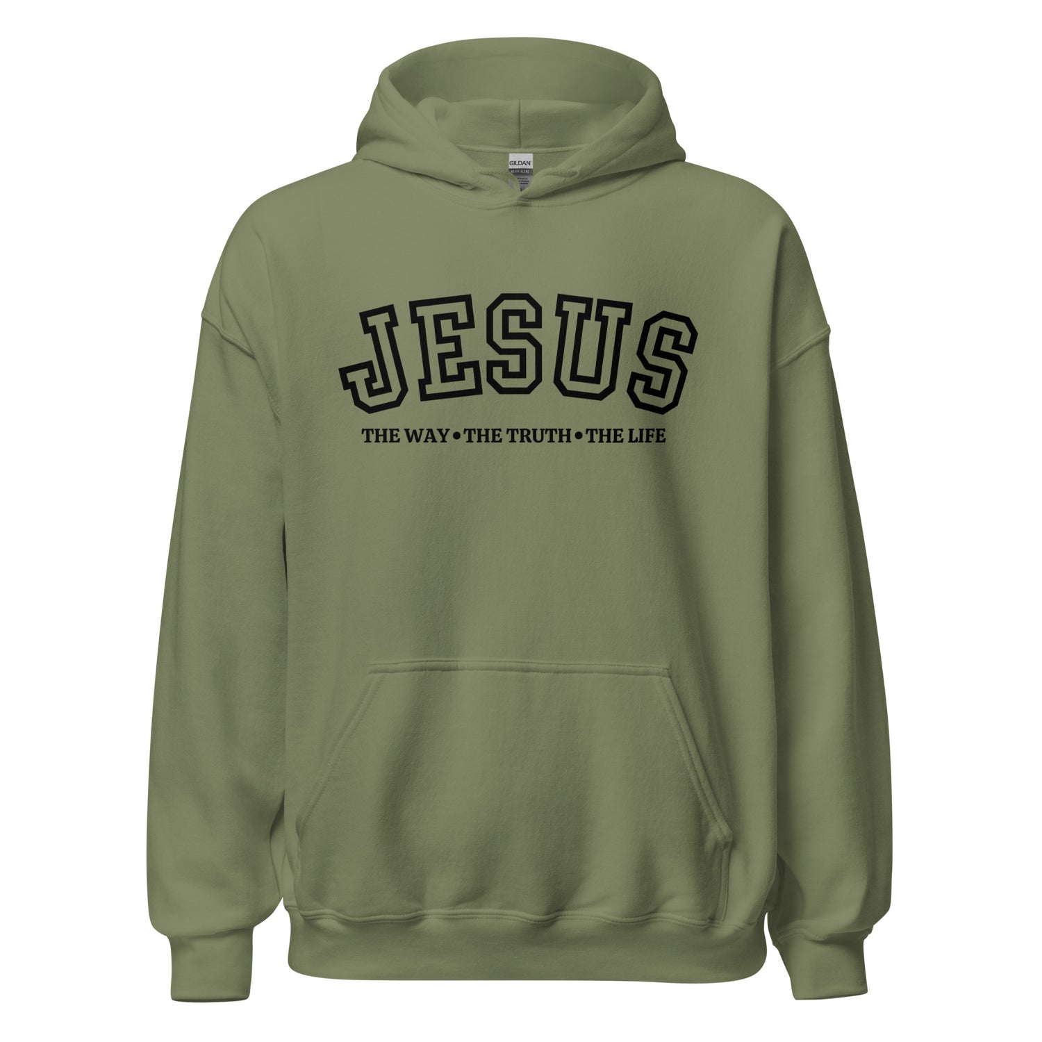Jesus The Way Military Hoodie Black Text | MAD Apparel