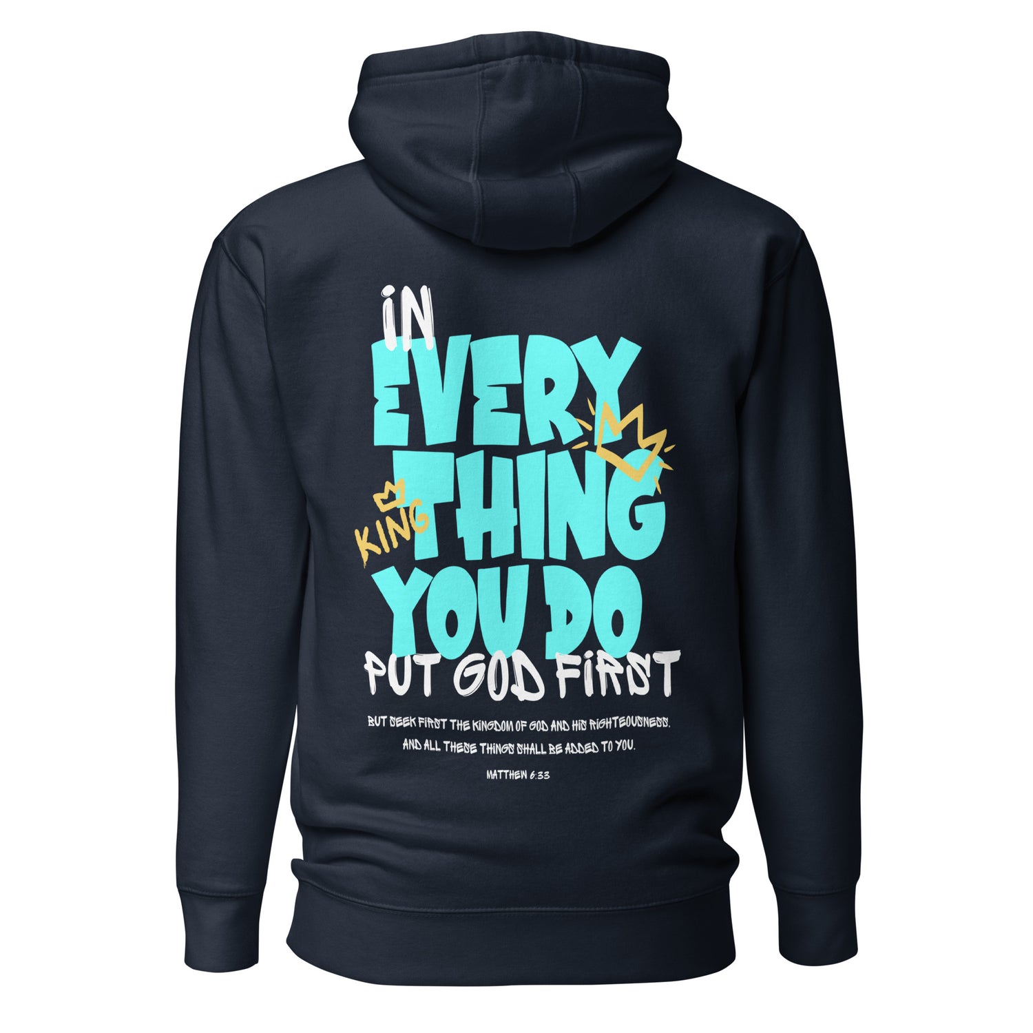 Put God First Navy Blue Hoodie | MAD Apparel