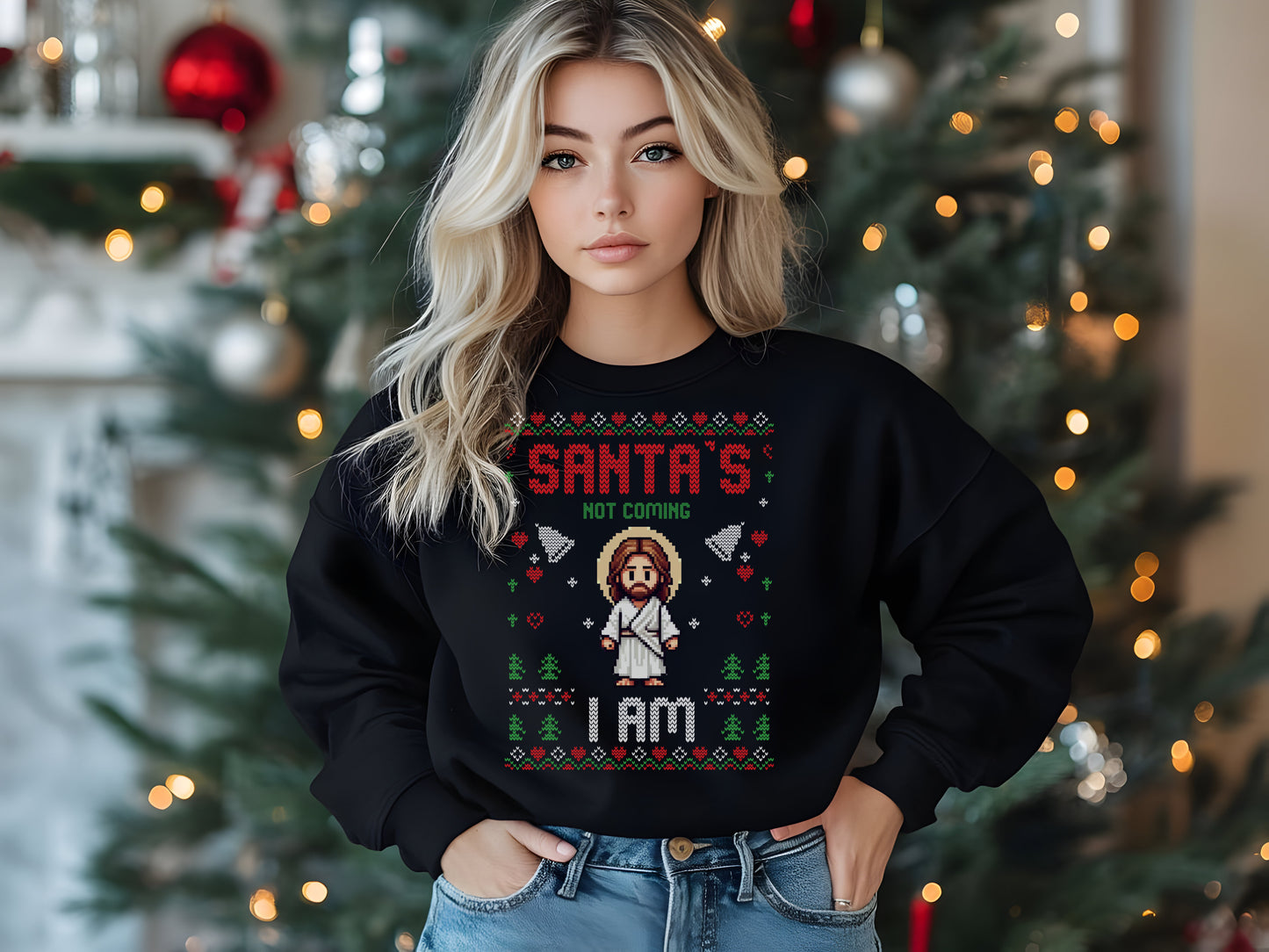 MAD Apparel Santa's Not Coming Navey Sweatshirt | Christmas Sweater