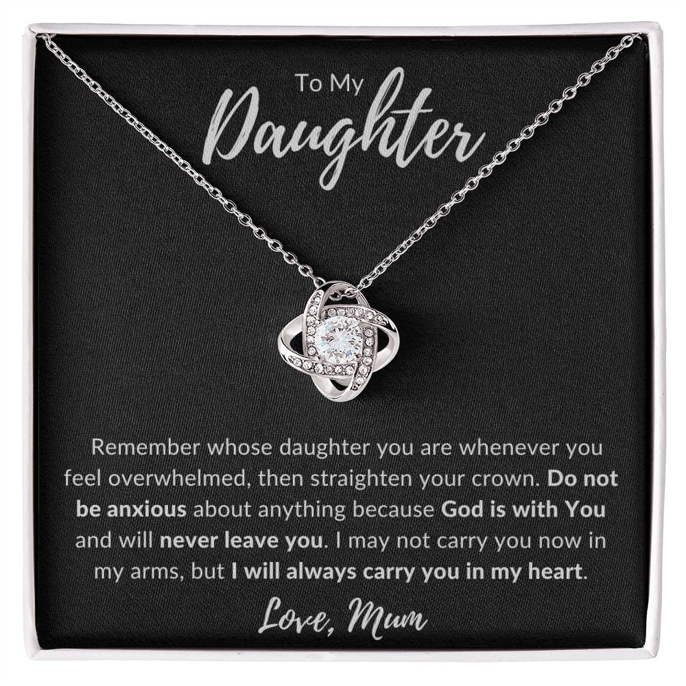 To My Daughter God is with you Love Knot Necklace | Mad Apparel