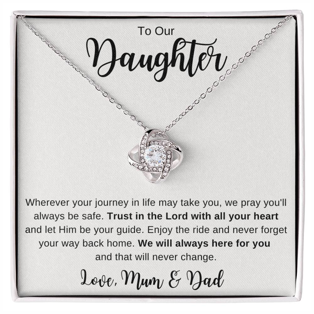 To My Daughter Trust in the Lord Love Knot Necklace | Mad Apparel