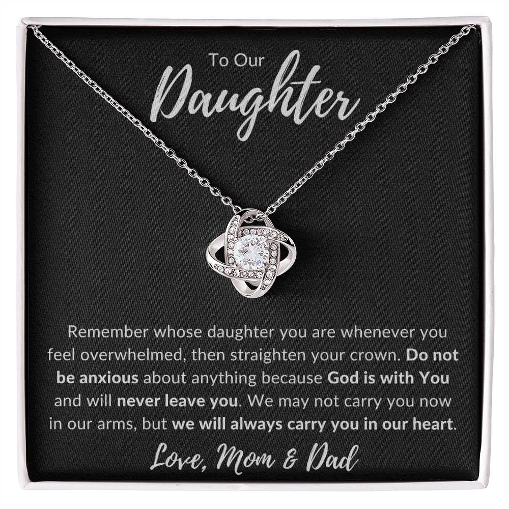 To My Daughter God is with you Love Knot Necklace | Mad Apparel