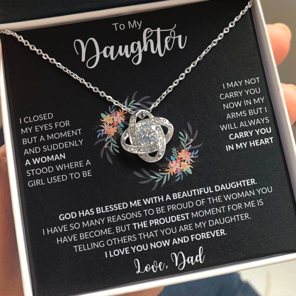 To My Daughter Love Knot Blessed Necklace