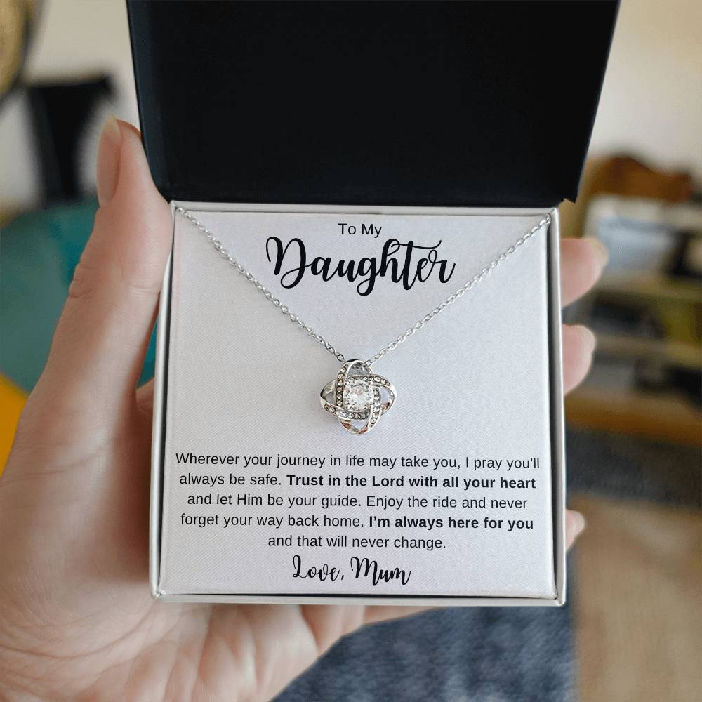 To My Daughter Trust in the Lord Love Knot Necklace | Mad Apparel