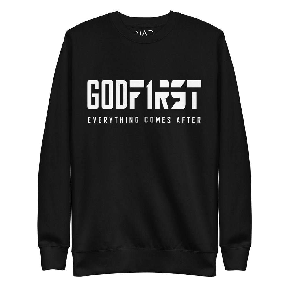 
                  
                    M.A.D Apparel Ltd Sweatshirts God First Faith Classic Premium Sweatshirt Christian Apparel
                  
                