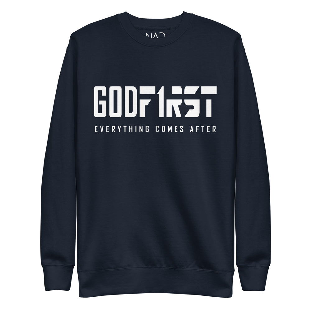 
                  
                    M.A.D Apparel Ltd Sweatshirts God First Faith Classic Premium Sweatshirt Christian Apparel
                  
                