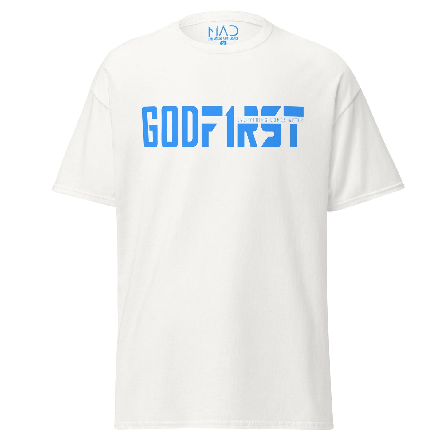 M.A.D Apparel Ltd Tees God First Icy Blue Faith T-Shirt