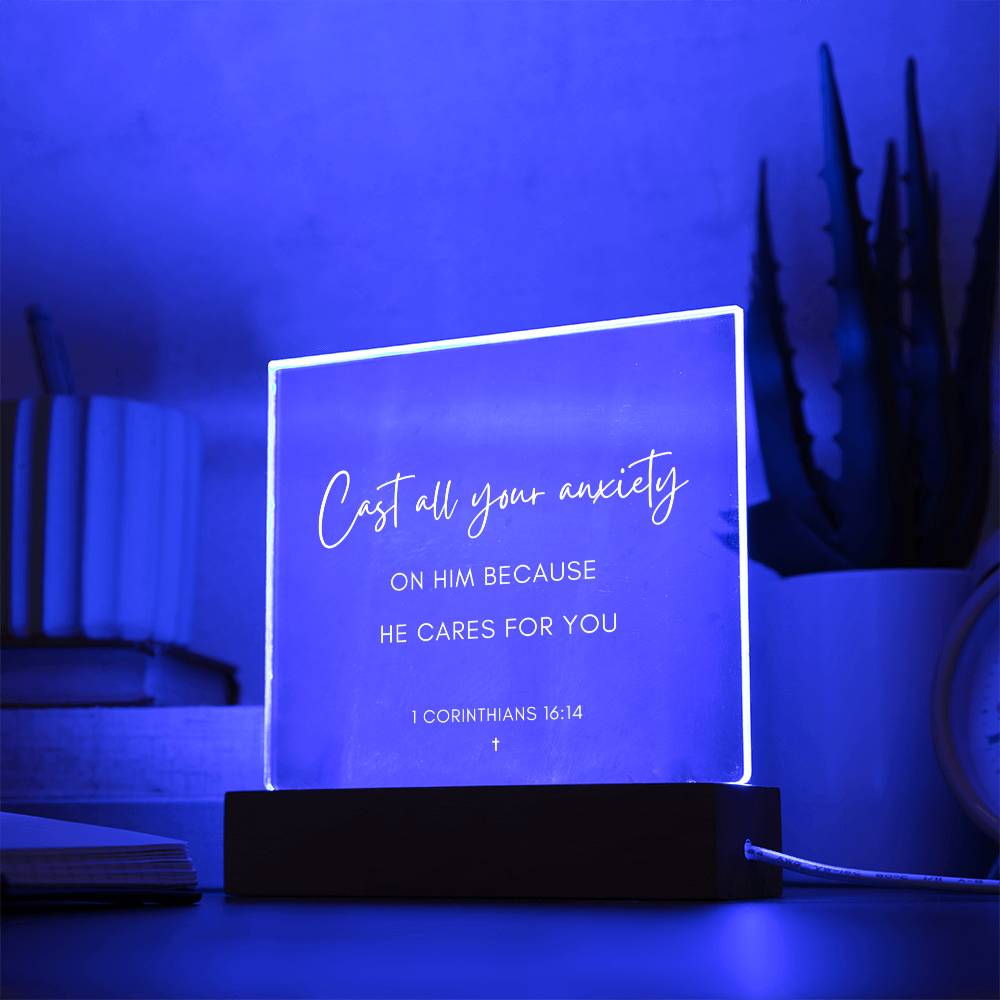 
                  
                    ShineOn Fulfillment Plaque Cast all your anxiety Scripture LED Plaque
                  
                