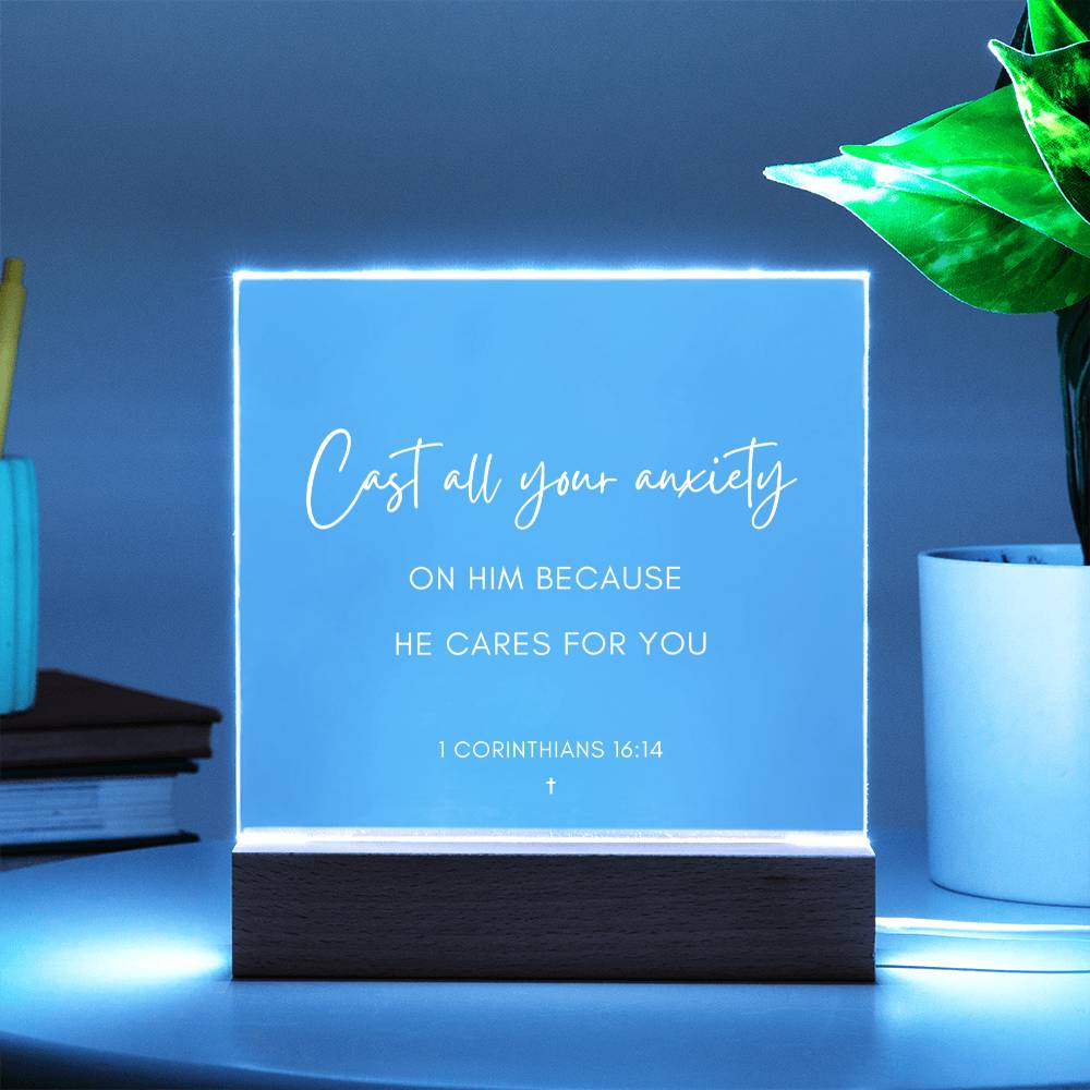 
                  
                    ShineOn Fulfillment Plaque Cast all your anxiety Scripture LED Plaque
                  
                