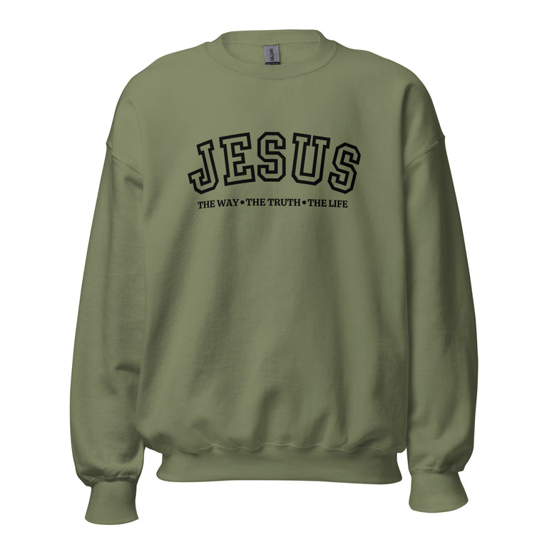Jesus The Way Unisex  White Sweatshirt Black text | MAD Apparel
