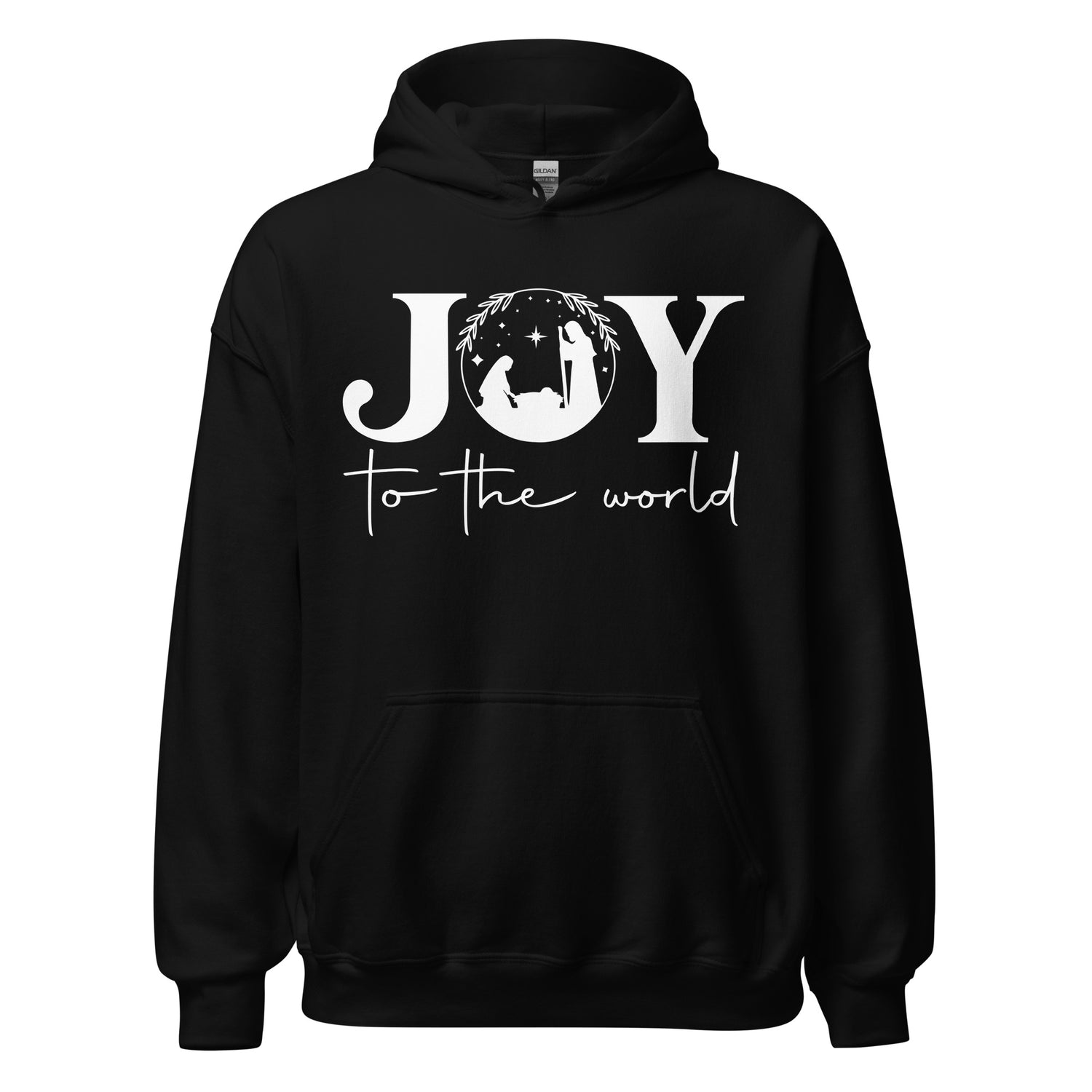 Joy to the world Hoodie Black hoodie with white design | MAD Apparel