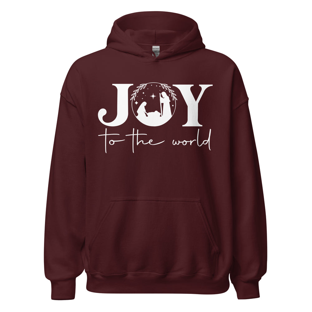 
                      
                        Joy to the world Hoodie Maroon hoodie with white design | MAD Apparel
                      
                    