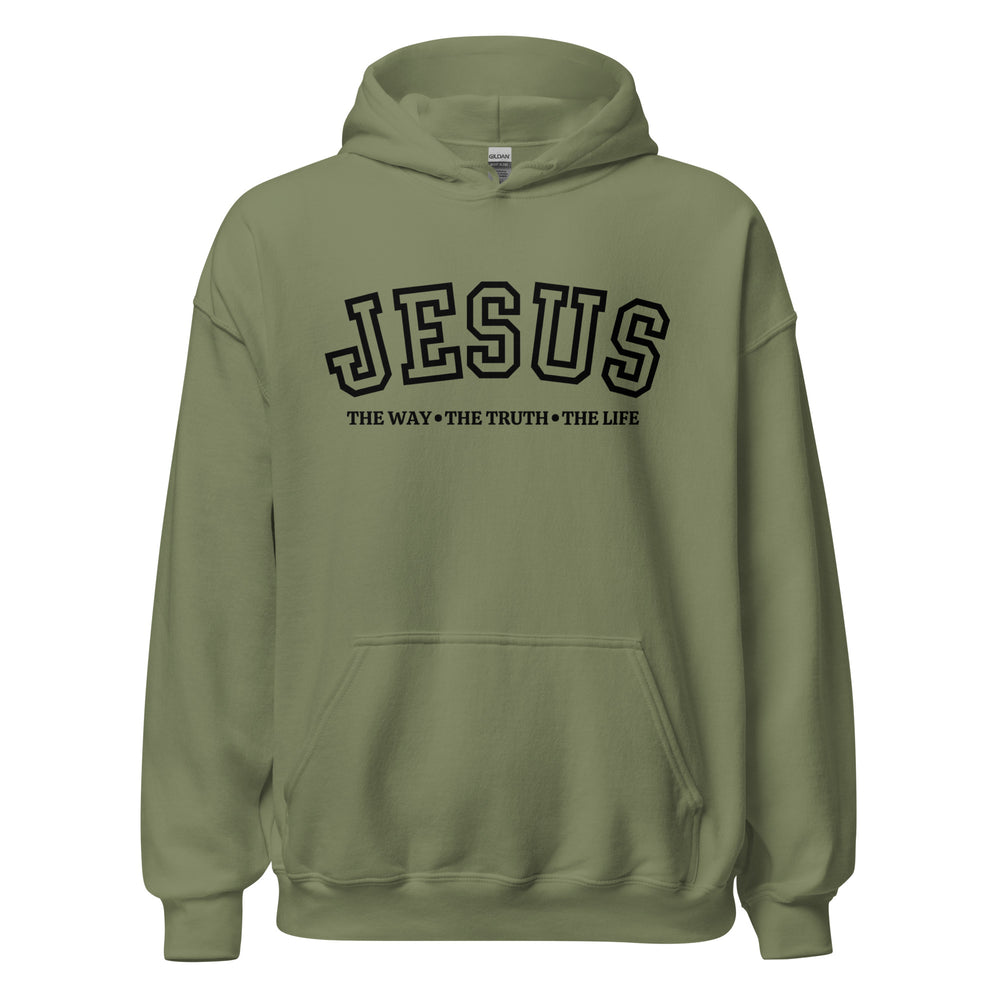 
                      
                        Jesus The Way Military Hoodie Black Text | MAD Apparel
                      
                    