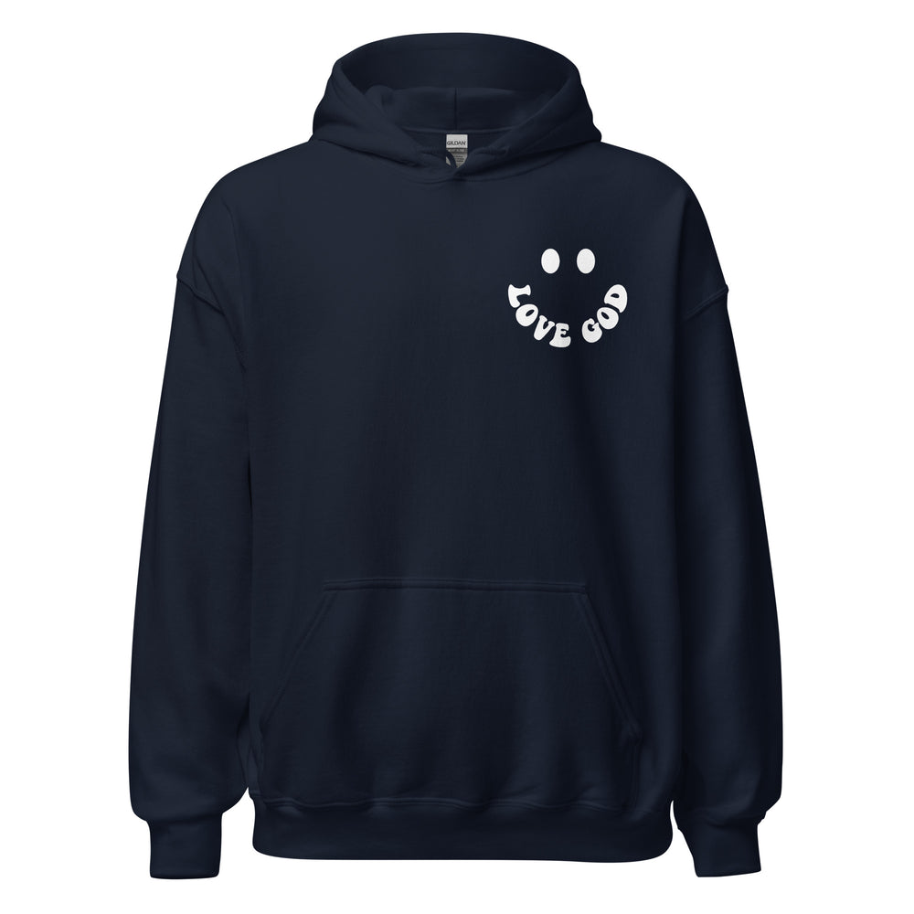 
                      
                        Love God Unisex Dark Blue Hoodie | MAD Apparel
                      
                    