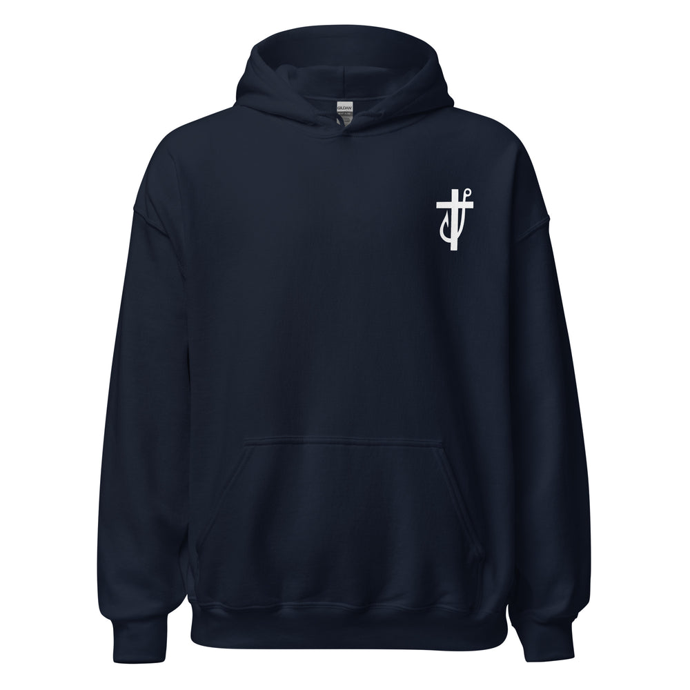 
                      
                        Fisherman Script Dark Blue Hoodie | MAD Apparel
                      
                    