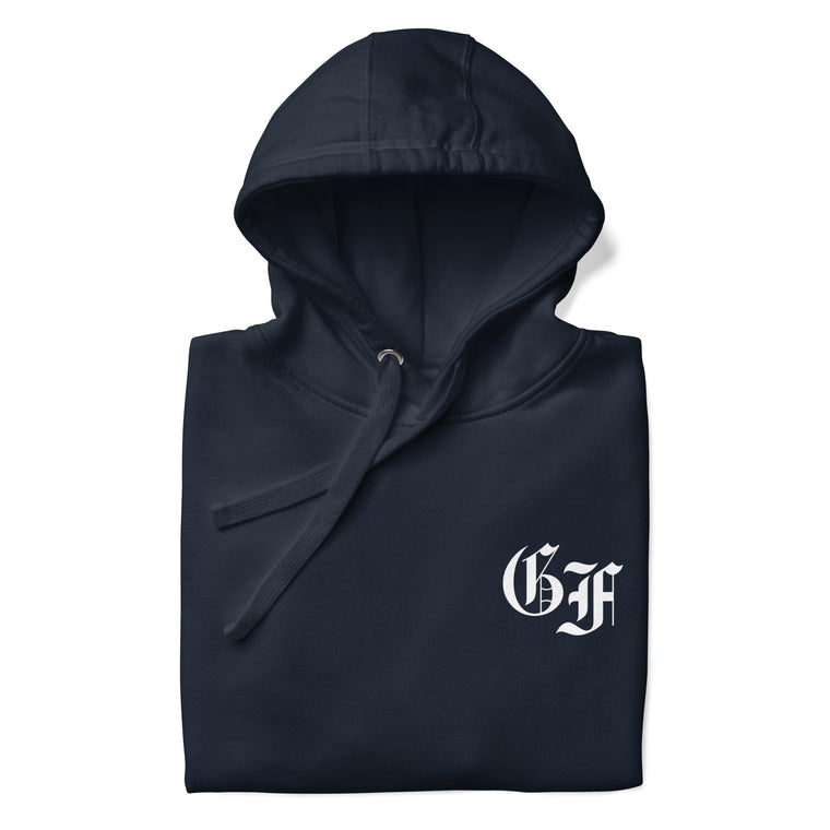God First Initial Navy Blue Hoodie | MAD Apparel