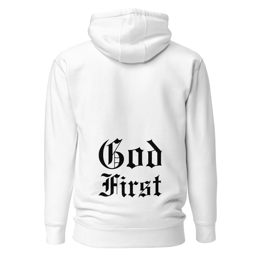 
                      
                        God First Initial White Hoodie | MAD Apparel
                      
                    