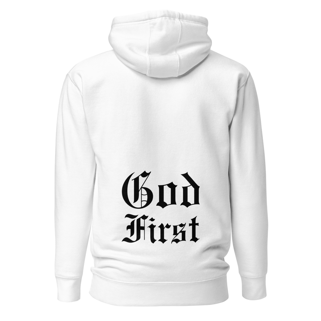 God First Initial White Hoodie | MAD Apparel