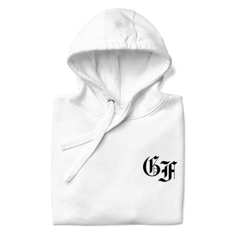 God First Initial White Hoodie | MAD Apparel
