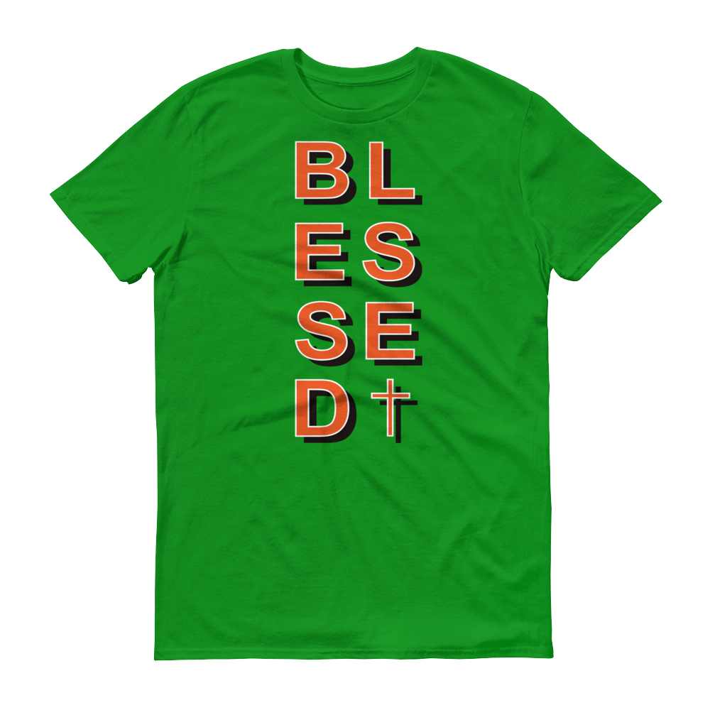 Green Blessed Cross Design T-shirt
