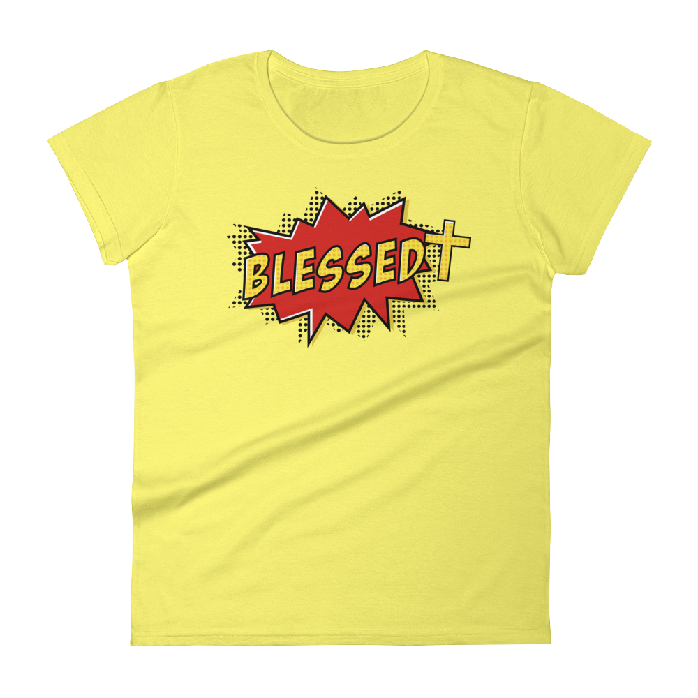 Christian Clothing Womens Yellow Blessed Design T-shirt