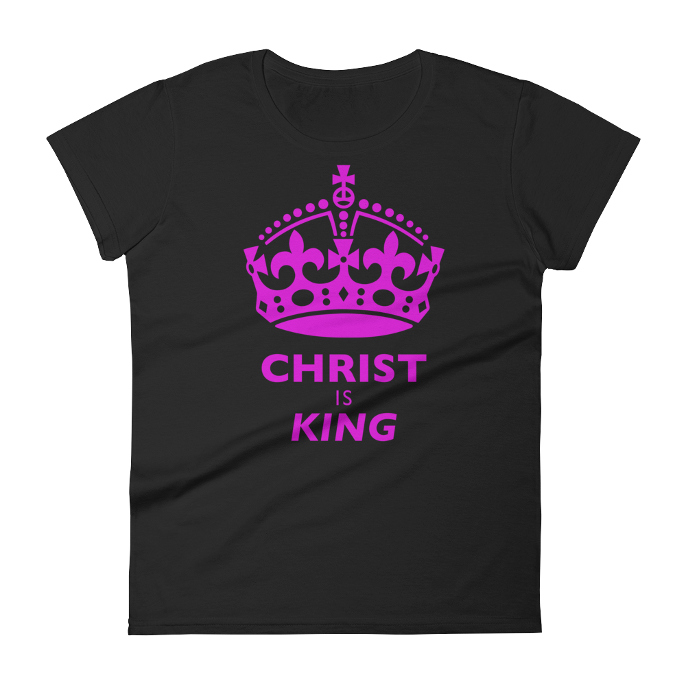 Christian Clothing Black Christ is King Design Fitted Womens Tee
