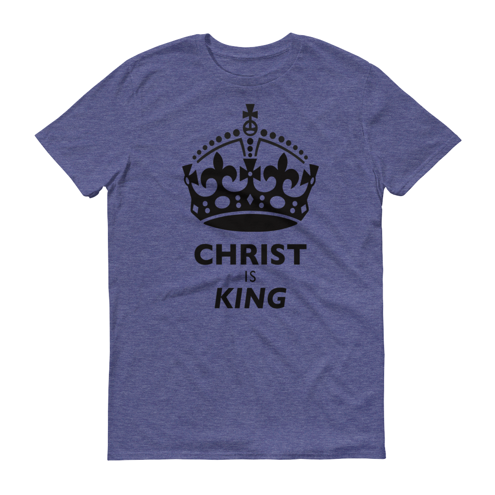 Christian Clothing Heather Blue Christ is King Design Tee