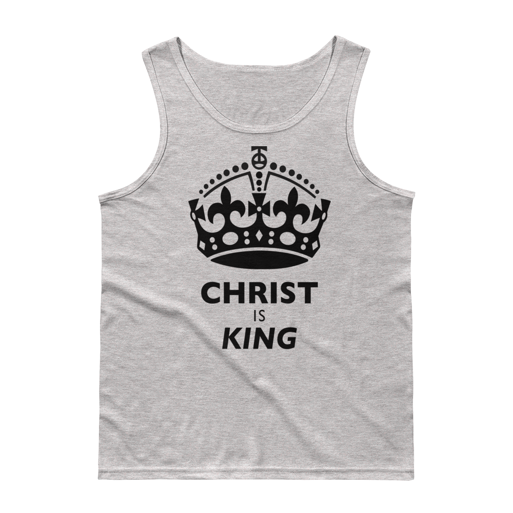 Christian Clothing Grey Christ is King Design Tank Tops