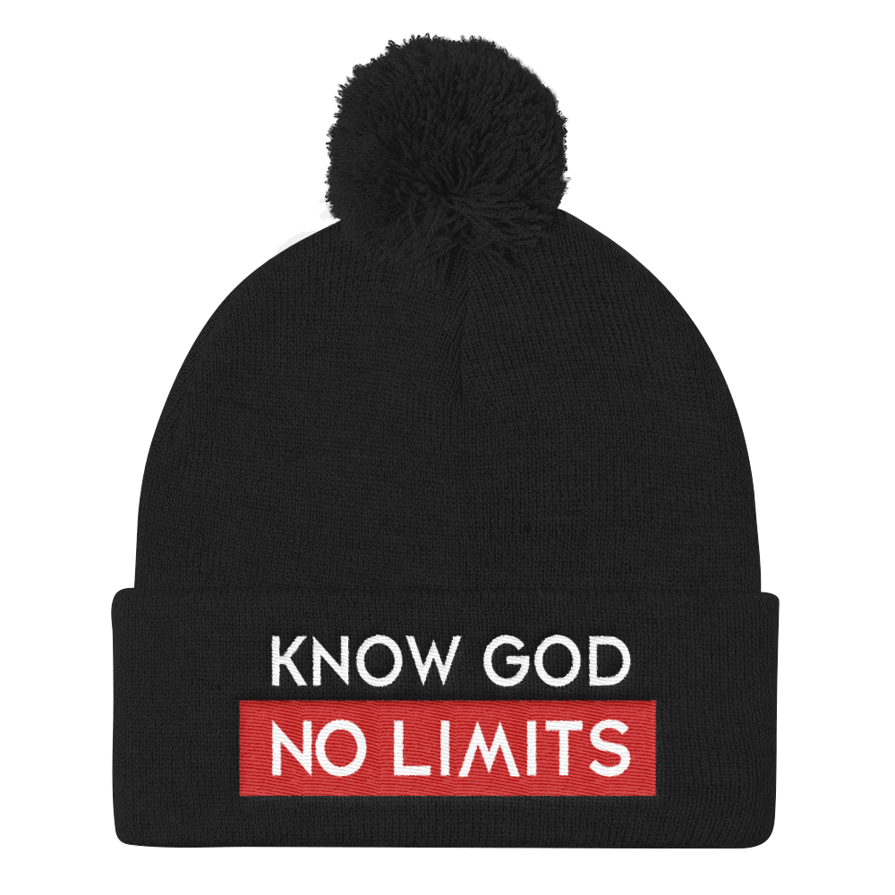 Christian Accessories Black Know God Pom Pom Hat