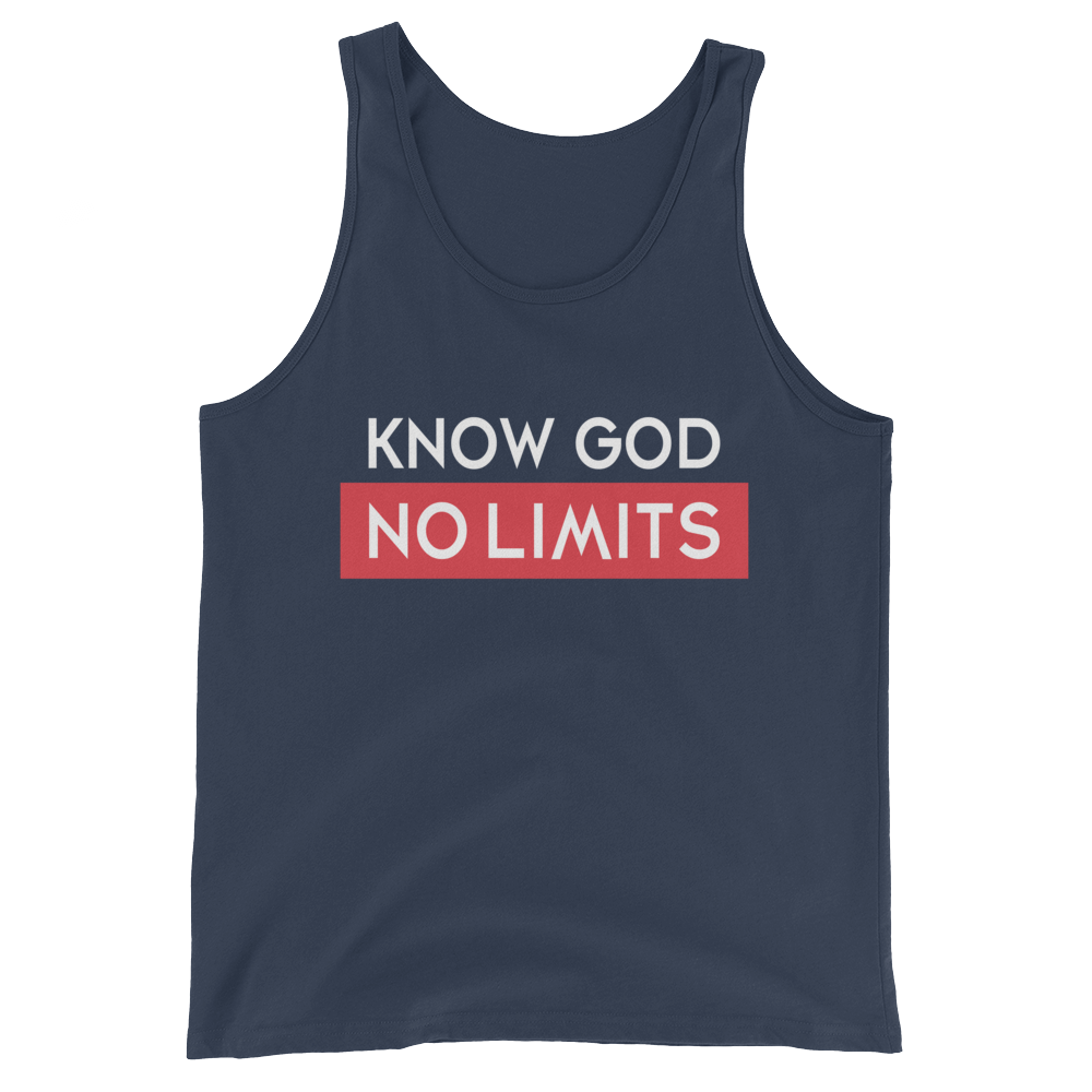Christian Clothing Navy Know God Design Tank Tops