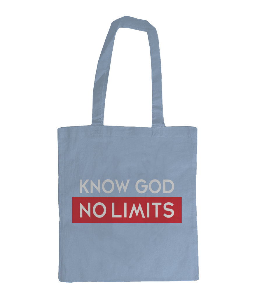 Christian Accessories Blue Know God No Limits Design Tote Bag 