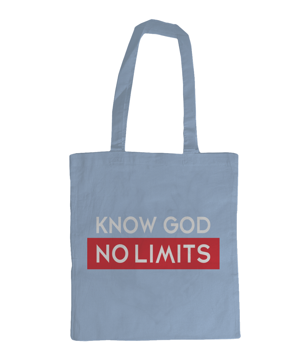 Christian Accessories Blue Know God No Limits Design Tote Bag 
