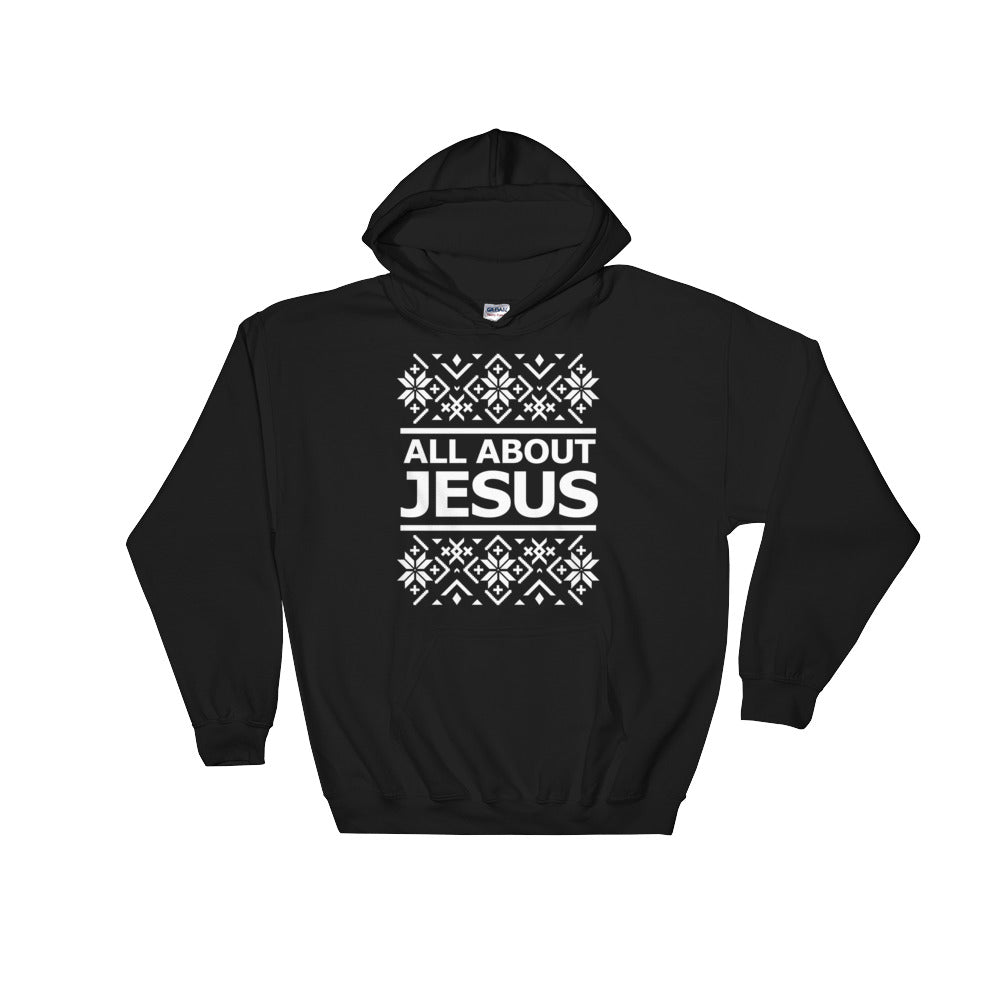 MAD Apparel | Christian Clothing Black All About Jesus Christmas Hoodie