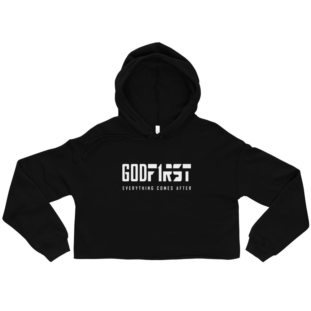 Christian Hoodies Black God First Design Cropped Hoodie