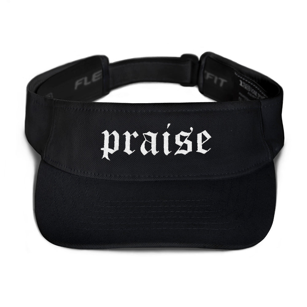 Christian Hats Black Visor With White Praise Lettering