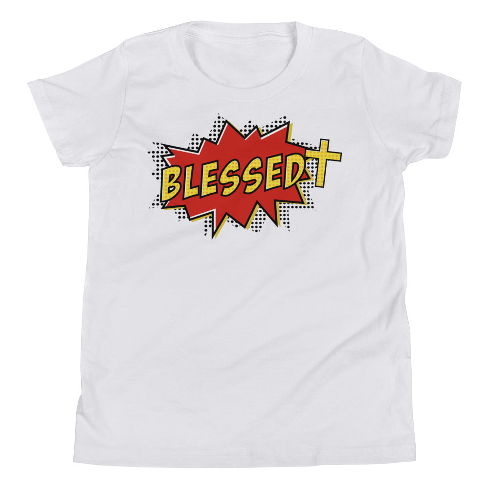 Christian Clothing White Blessed Design Youth T-shirt