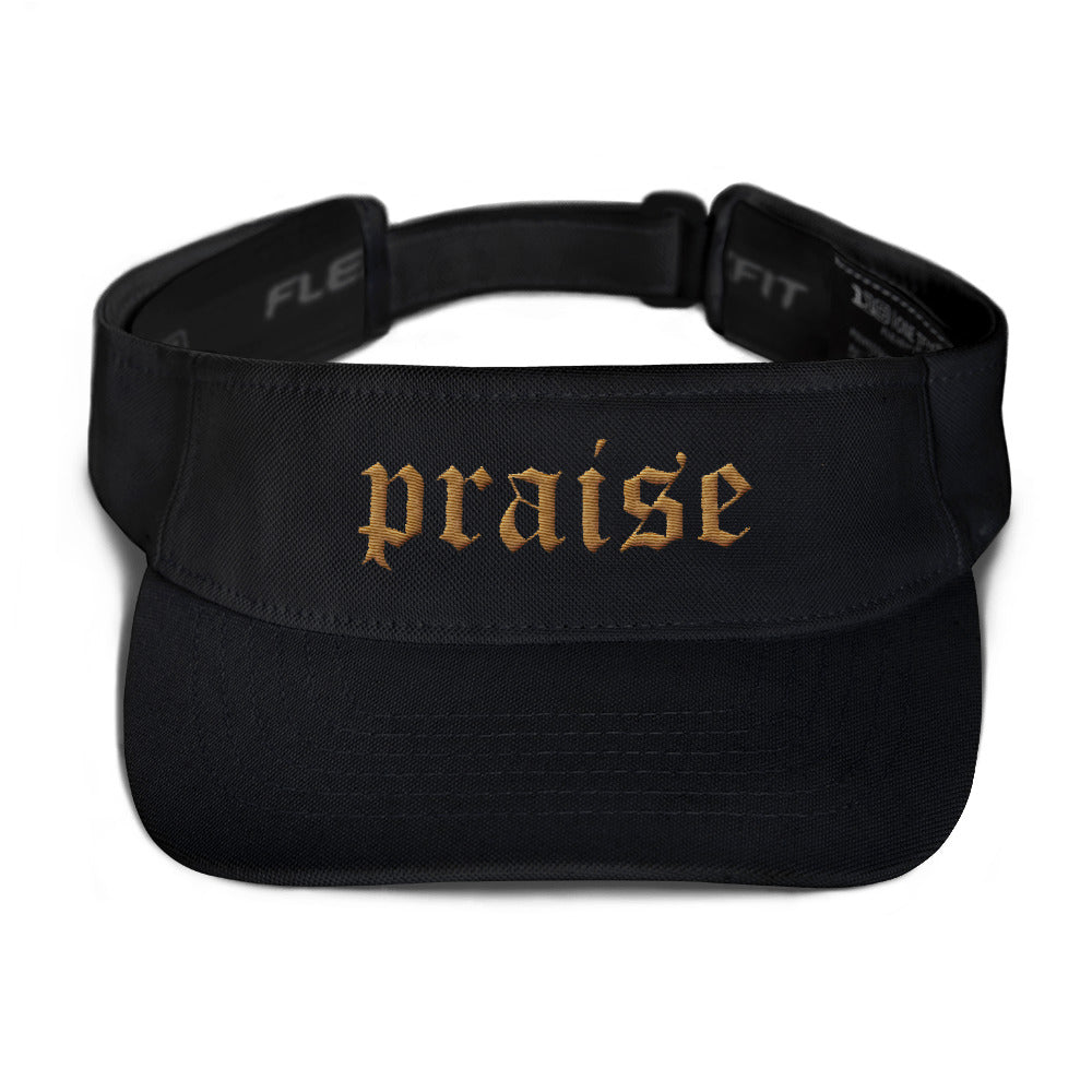Christian Hats Black Visor With Gold Praise Lettering