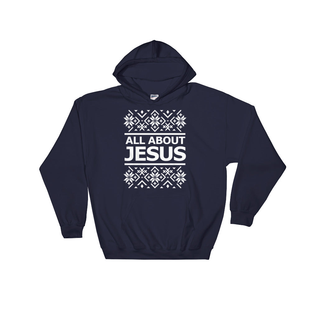 MAD Apparel | Christian Clothing Navy All About Jesus Christmas Hoodie