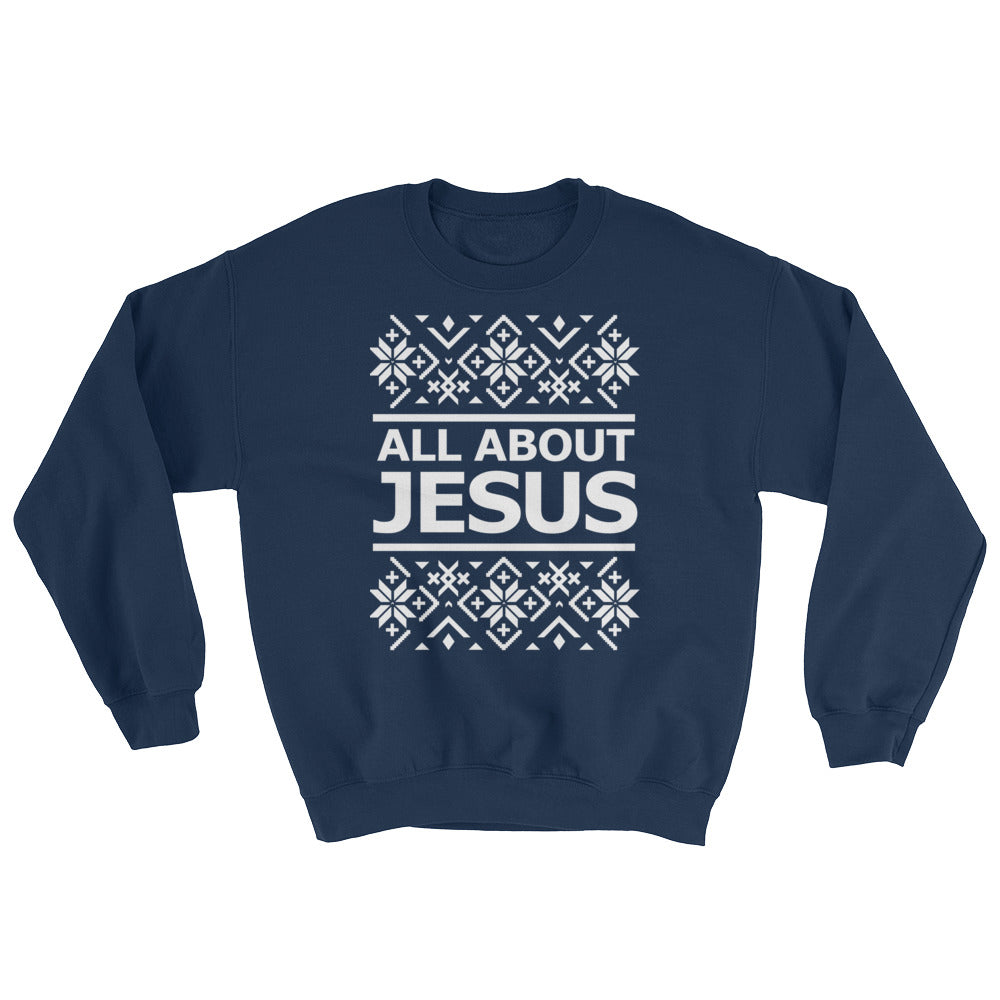 Christian Clothing Navy All About Jesus Christmas Sweatshirt