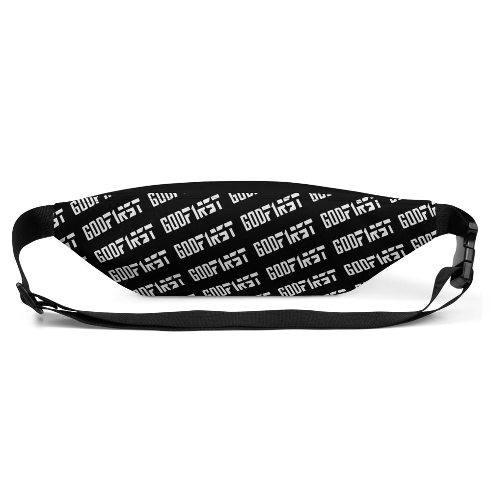 Christian Bags Rear View Black God First Design Waist Bag With White Lettering