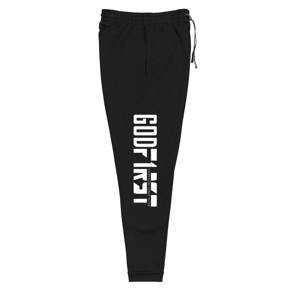 Christian Clothing Black Exercise Faith White Lettering Design Joggers