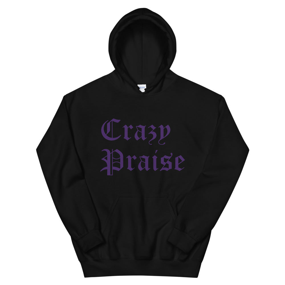 Christian Hoodies Black Crazy Praise Purple Lettering