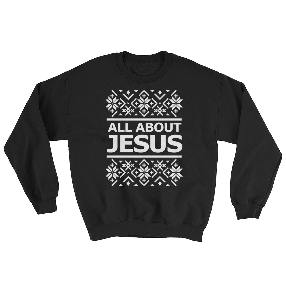 Christian Clothing Black All About Jesus Christmas Sweatshirt
