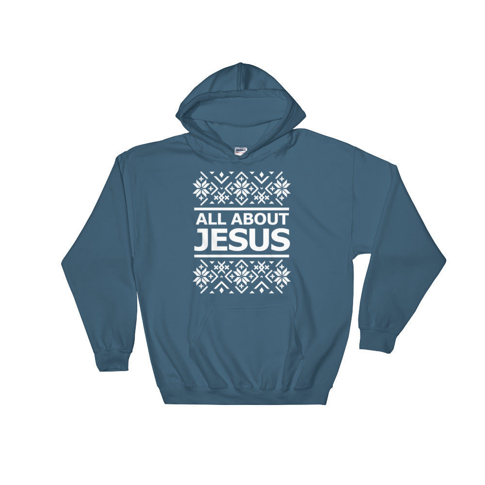MAD Apparel | Christian Clothing Blue All About Jesus Christmas Hoodie